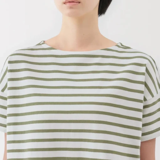 Hot Women's Boat Neck Short Sleeve Striped T-Shirt Women T-Shirts