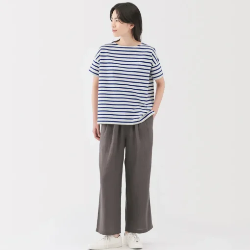 Hot Women's Boat Neck Short Sleeve Striped T-Shirt Women T-Shirts