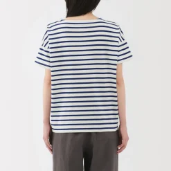 Hot Women's Boat Neck Short Sleeve Striped T-Shirt Women T-Shirts