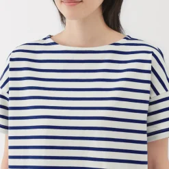Hot Women's Boat Neck Short Sleeve Striped T-Shirt Women T-Shirts