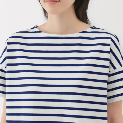 Hot Women's Boat Neck Short Sleeve Striped T-Shirt Women T-Shirts