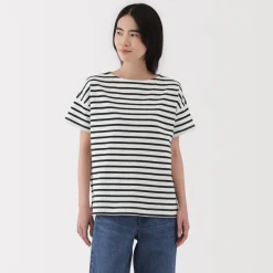 Hot Women's Boat Neck Short Sleeve Striped T-Shirt Women T-Shirts