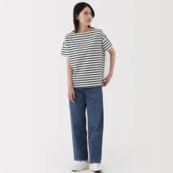 Hot Women's Boat Neck Short Sleeve Striped T-Shirt Women T-Shirts