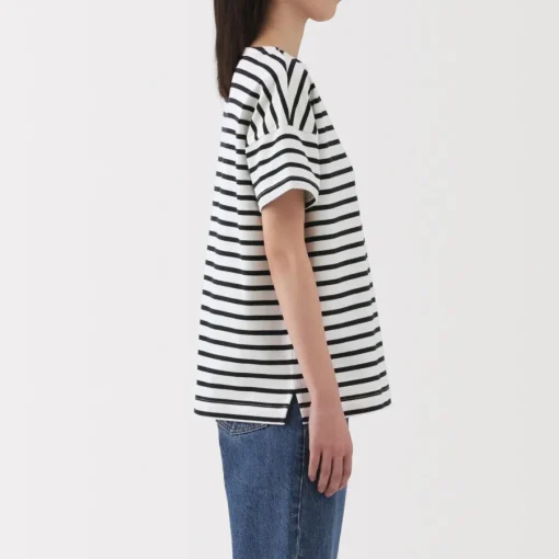 Hot Women's Boat Neck Short Sleeve Striped T-Shirt Women T-Shirts