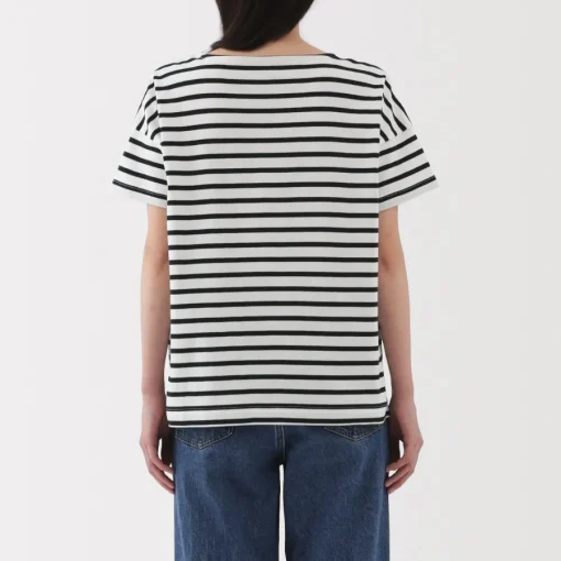 Hot Women's Boat Neck Short Sleeve Striped T-Shirt Women T-Shirts
