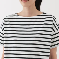 Hot Women's Boat Neck Short Sleeve Striped T-Shirt Women T-Shirts