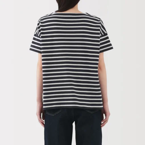 Hot Women's Boat Neck Short Sleeve Striped T-Shirt Women T-Shirts