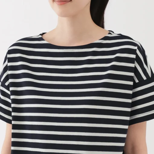 Hot Women's Boat Neck Short Sleeve Striped T-Shirt Women T-Shirts