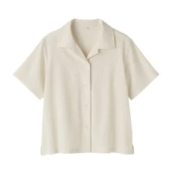 Sale Women's Breathable Seersucker Open Collar Short Sleeve Shirt Women Tops & Shirts