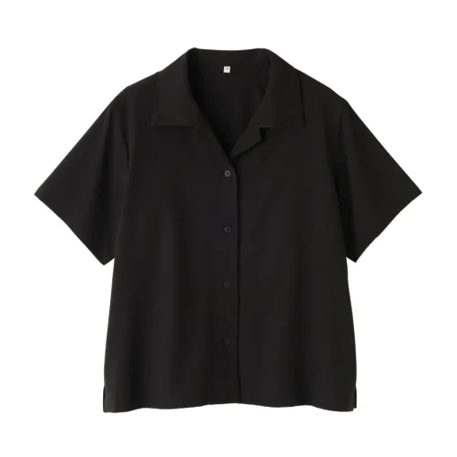 Sale Women's Breathable Seersucker Open Collar Short Sleeve Shirt Women Tops & Shirts