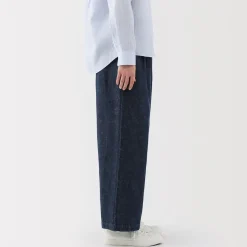 Fashion Women's Cotton Linen Denim Easy Wide Pants Women Denim