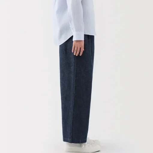 Fashion Women's Cotton Linen Denim Easy Wide Pants Women Denim