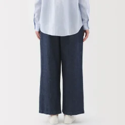 Fashion Women's Cotton Linen Denim Easy Wide Pants Women Denim