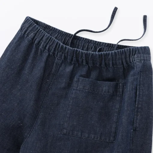 Fashion Women's Cotton Linen Denim Easy Wide Pants Women Denim