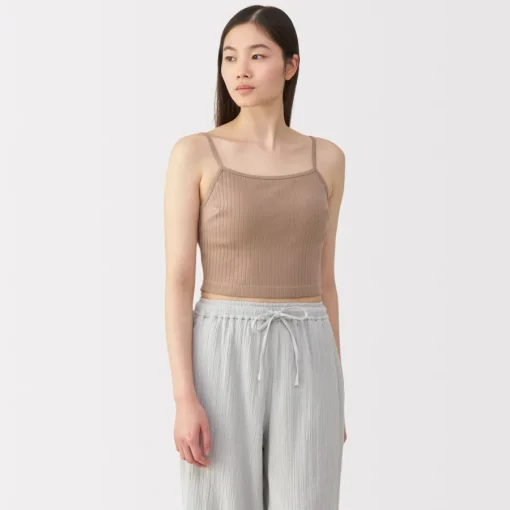 Hot Women's Cotton Stretch Ribbed Cropped Bra Camisole Women Bras & Underwear