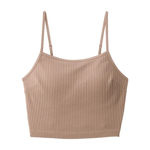 Hot Women's Cotton Stretch Ribbed Cropped Bra Camisole Women Bras & Underwear