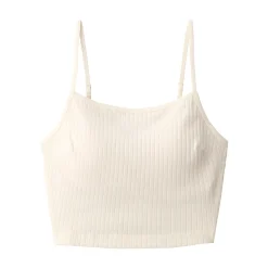 Hot Women's Cotton Stretch Ribbed Cropped Bra Camisole Women Bras & Underwear