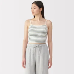 Sale Women's Cotton Stretch Ribbed Cropped Bra Striped Camisole Women Bras & Underwear