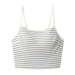 Sale Women's Cotton Stretch Ribbed Cropped Bra Striped Camisole Women Bras & Underwear