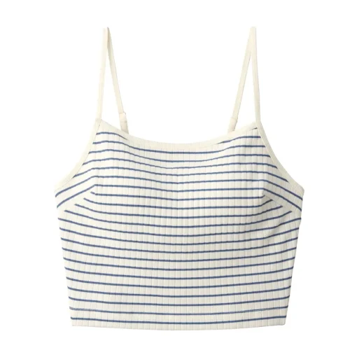 Sale Women's Cotton Stretch Ribbed Cropped Bra Striped Camisole Women Bras & Underwear
