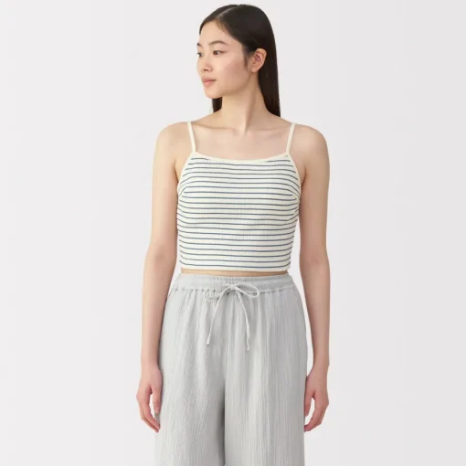 Sale Women's Cotton Stretch Ribbed Cropped Bra Striped Camisole Women Bras & Underwear
