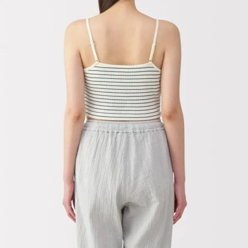 Sale Women's Cotton Stretch Ribbed Cropped Bra Striped Camisole Women Bras & Underwear