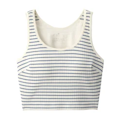 Best Women's Cotton Stretch Ribbed Cropped Bra Striped Tank Top Women Bras & Underwear