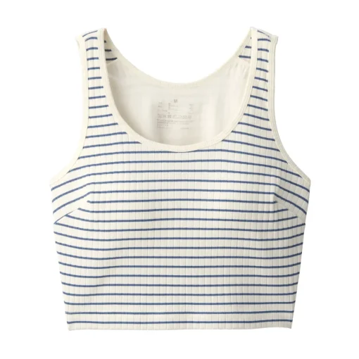 Best Women's Cotton Stretch Ribbed Cropped Bra Striped Tank Top Women Bras & Underwear
