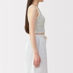 Best Women's Cotton Stretch Ribbed Cropped Bra Striped Tank Top Women Bras & Underwear