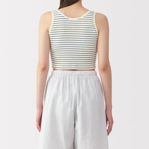 Best Women's Cotton Stretch Ribbed Cropped Bra Striped Tank Top Women Bras & Underwear
