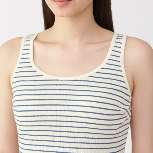 Best Women's Cotton Stretch Ribbed Cropped Bra Striped Tank Top Women Bras & Underwear