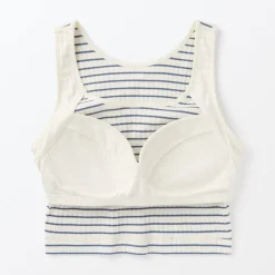 Best Women's Cotton Stretch Ribbed Cropped Bra Striped Tank Top Women Bras & Underwear