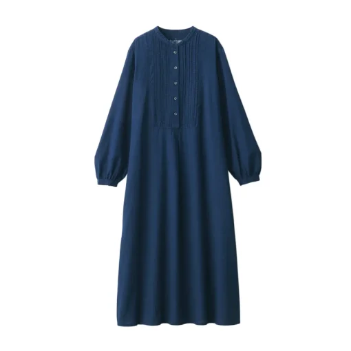 Online Women's Cotton Voile Indigo Long Sleeve Dress Women Dresses