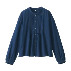 Best Women's Cotton Voile Indigo Long Sleeve Blouse Women Tops & Shirts