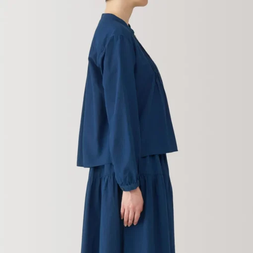 Best Women's Cotton Voile Indigo Long Sleeve Blouse Women Tops & Shirts