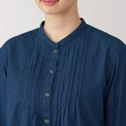 Best Women's Cotton Voile Indigo Long Sleeve Blouse Women Tops & Shirts