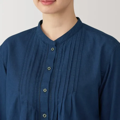 Best Women's Cotton Voile Indigo Long Sleeve Blouse Women Tops & Shirts