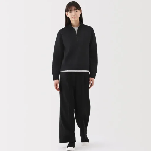 Sale Women's Double Knitted Half Zip Sweatshirt Women Hoodies & Sweatshirts