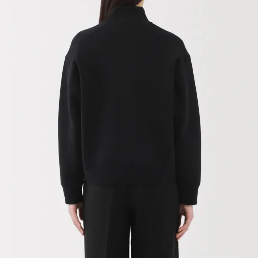 Sale Women's Double Knitted Half Zip Sweatshirt Women Hoodies & Sweatshirts