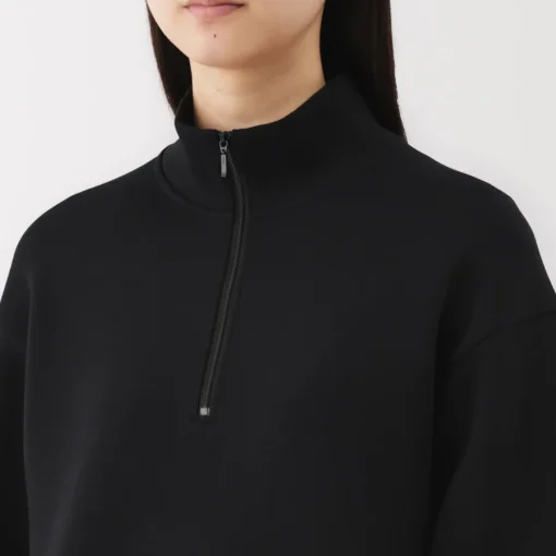 Sale Women's Double Knitted Half Zip Sweatshirt Women Hoodies & Sweatshirts