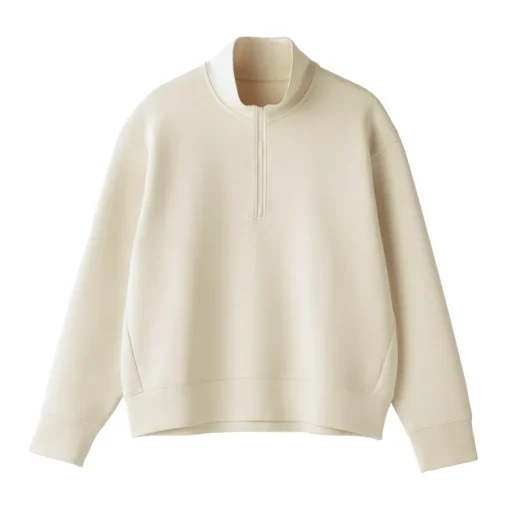 Sale Women's Double Knitted Half Zip Sweatshirt Women Hoodies & Sweatshirts