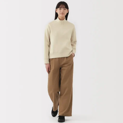 Sale Women's Double Knitted Half Zip Sweatshirt Women Hoodies & Sweatshirts