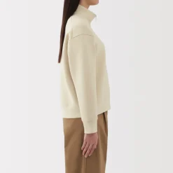 Sale Women's Double Knitted Half Zip Sweatshirt Women Hoodies & Sweatshirts