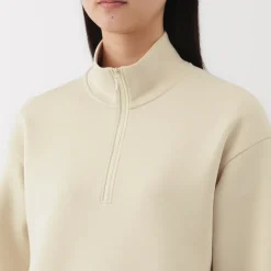 Sale Women's Double Knitted Half Zip Sweatshirt Women Hoodies & Sweatshirts