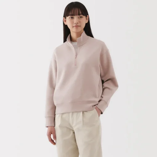 Sale Women's Double Knitted Half Zip Sweatshirt Women Hoodies & Sweatshirts