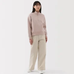 Sale Women's Double Knitted Half Zip Sweatshirt Women Hoodies & Sweatshirts