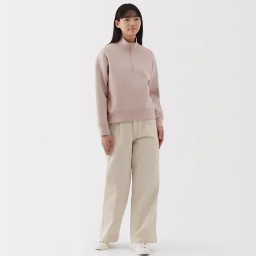 Sale Women's Double Knitted Half Zip Sweatshirt Women Hoodies & Sweatshirts