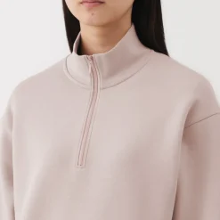 Sale Women's Double Knitted Half Zip Sweatshirt Women Hoodies & Sweatshirts