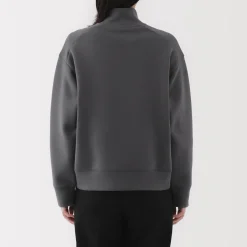 Sale Women's Double Knitted Half Zip Sweatshirt Women Hoodies & Sweatshirts