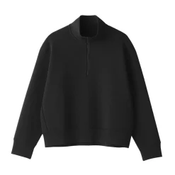 Sale Women's Double Knitted Half Zip Sweatshirt Women Hoodies & Sweatshirts